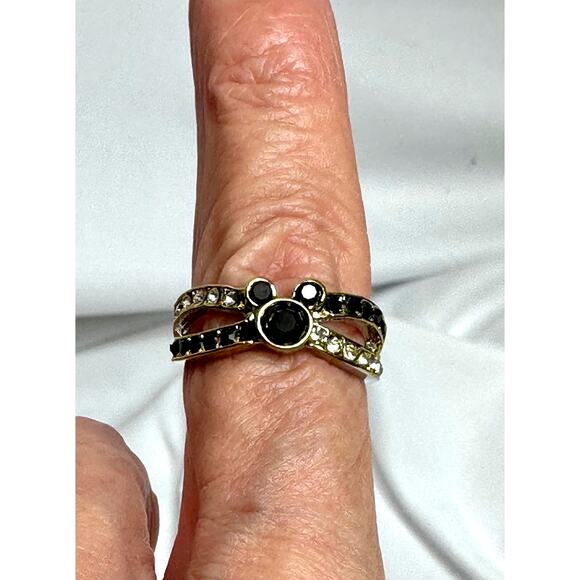 Mouse Shaped Black Onyx Syn Cubic ZIrconia RIbbons of Crystals Size 7 - Picture 7 of 14